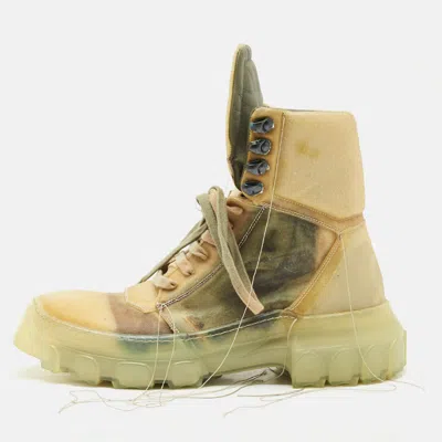 Pre-owned Rick Owens Green Rubber Tractor Dunk Boots Size 41