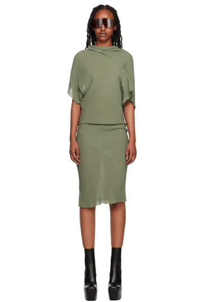 Rick Owens Green Seb Midi Dress In 55 Moss