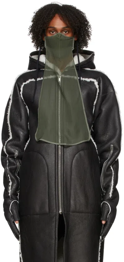 Rick Owens Green Silk Long Mask In 15 Green