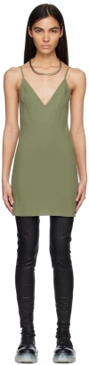 Rick Owens Green Slip Minidress In 55 Moss