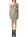 Rick Owens Strapless Mini Dress With Geometric Cutouts In Green