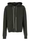 Rick Owens Green Sweatshirt With Contrasting Drawstring Hood In Cashmere And Wool Man In Green