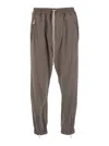 Rick Owens Tecuatl Grey Pants With Elastic Waist With Drawstring And Zip At The Ankles In Cotton Man In Neutral