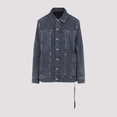 Rick Owens Grey Denim Jacket In Blue