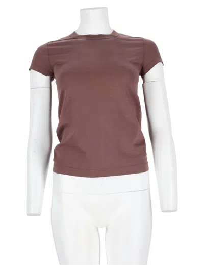 Rick Owens Grey Fitted Central Seam Cotton T-shirt In Brown