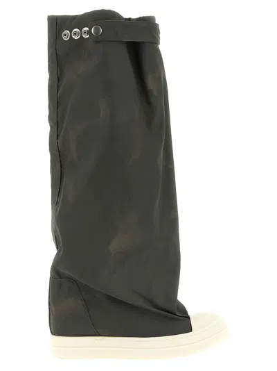 Rick Owens Grey High-knee Boots In Gray