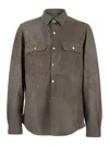 Rick Owens Grey Jacket With Patch Pockets On The Chest In Leather Man In Grey