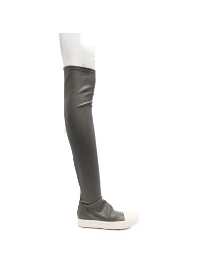 Rick Owens Grey Over-the-knee Boots In Black
