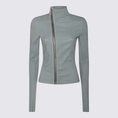 RICK OWENS GREY LEATHER CASUAL JACKET