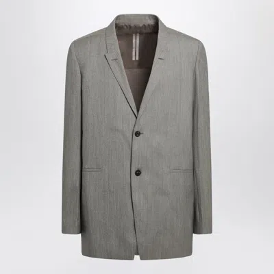 Rick Owens Grey Mélange Concordian Blazer In Gray