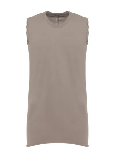 Rick Owens Grey Minimalist Sleeveless Cotton Tank Top In Gray