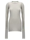 Rick Owens Ribbed Crew Neck Long Sleeve T-shirt In Brown