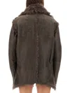 Rick Owens Brown Jacket With Reversible Design And Asymmetric Hem In Leather Woman In Brown