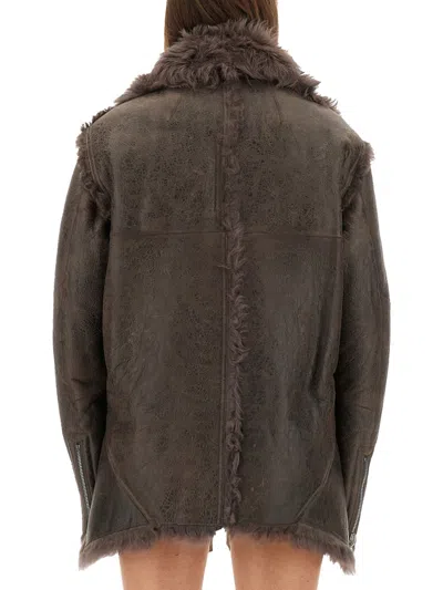 RICK OWENS RICK OWENS GREY SHEARLING JACKET