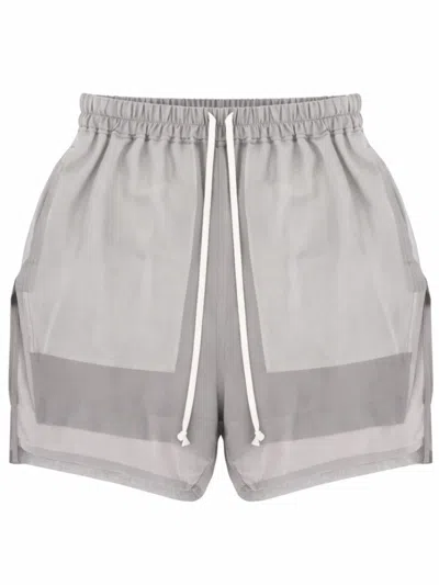 Rick Owens Grey Silk Solid Shorts