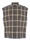 Rick Owens Grey Sleeveless Jacket With All-over Striped Motif In Cotton Man In Grey