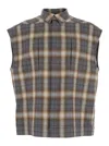 Rick Owens Grey Sleeveless Jacket With All-over Striped Motif In Cotton Man In Grey