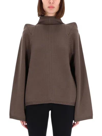 RICK OWENS WOMEN GREY SOLID TURTLE NECK TOP