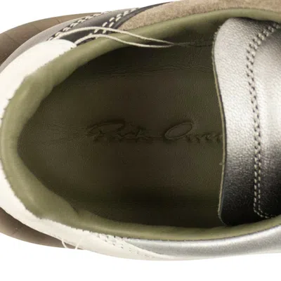 Rick Owens Grey Suede Sneakers In Green