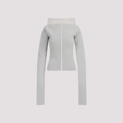 RICK OWENS GREY WIDE COLLAR CASHMERE PULLOVER