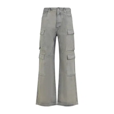Rick Owens Grey Wide Leg Jeans In Gray