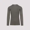 Rick Owens Ribbed Fitted Long-sleeved Top With Classic Crew Neckline In Gray