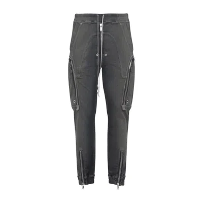 RICK OWENS GREY ZIP DETAIL TROUSERS