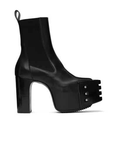 Rick Owens Black Grilled Chelsea Boots In 99 Black/black