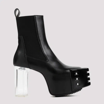 Rick Owens Grilled Platform Boots 44 In Black Clear