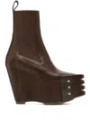 Rick Owens Grilled Wedge Beatle Boots In Braun