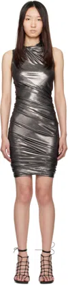Rick Owens Gunmetal Hollywood Luna Minidress In Gray