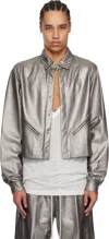 Rick Owens Gunmetal Hollywood Tour Alice Leather Jacket In 68 Gunmetal
