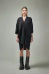 Rick Owens Draped-sleeve V-neck Caftan Gown In Black