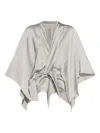 Rick Owens Half Moon Tie-front Blouse In Silver