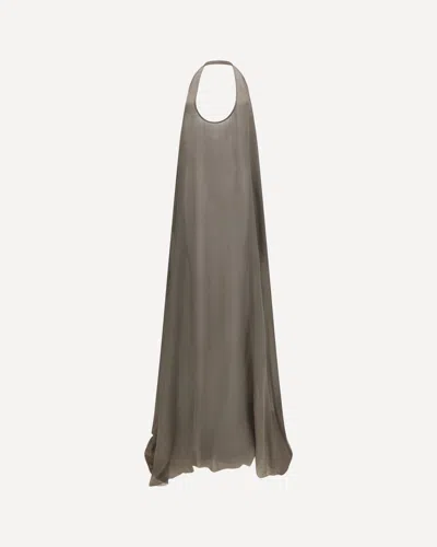Rick Owens Haltar Silk Georgette Dress In Gray