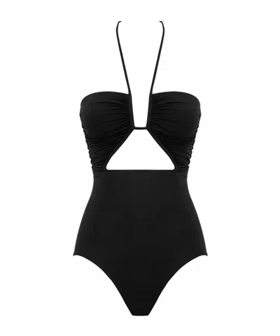 Rick Owens Halter Neck One-piece Swimsuit In Black