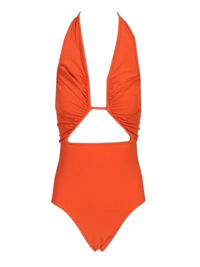 Rick Owens Halter Prong One-piece Swimsuit Swimwear Orange