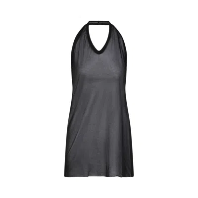 RICK OWENS RICK OWENS HALTER T BLACK VISCOSE TOP