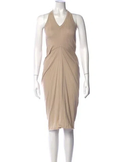 Pre-owned Rick Owens Halterneck Knee-length Dress In Neutral