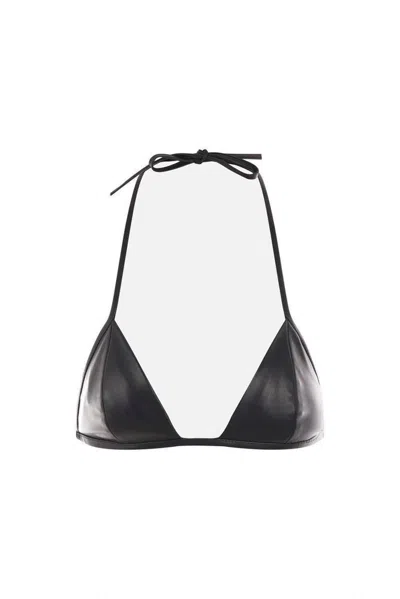 Rick Owens Halterneck Leather Top In Black