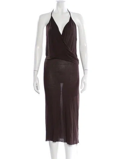Pre-owned Rick Owens Halterneck Long Dress In Brown