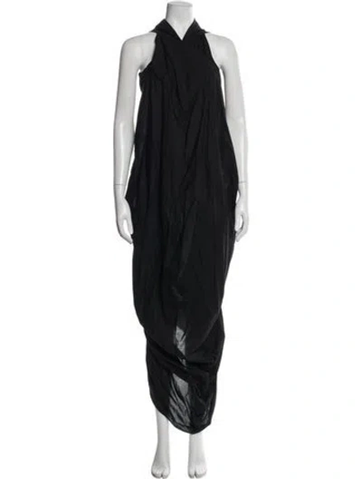 Pre-owned Rick Owens Halterneck Long Dress In Gray