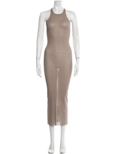 Pre-owned Rick Owens Halterneck Long Dress In Neutral