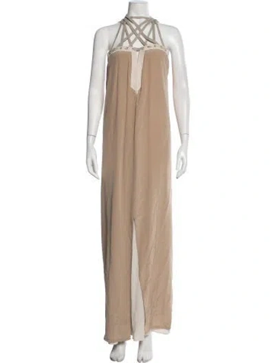 Pre-owned Rick Owens Halterneck Long Dress In Neutrals