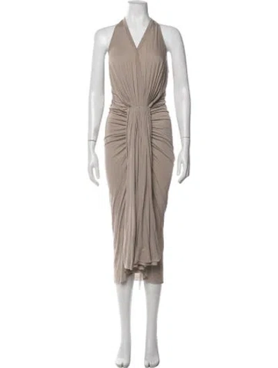 Pre-owned Rick Owens Halterneck Long Dress In Neutrals