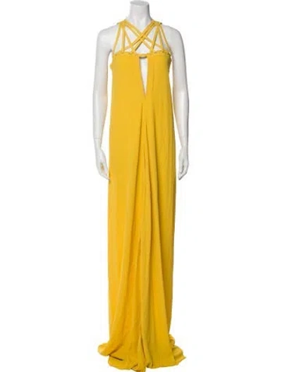 Pre-owned Rick Owens Halterneck Long Dress In Yellow
