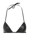 Rick Owens Snake Print Leather Triangle Bra In Black