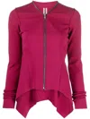 Rick Owens Handkerchief-hem Zip-up Jacket In Pink