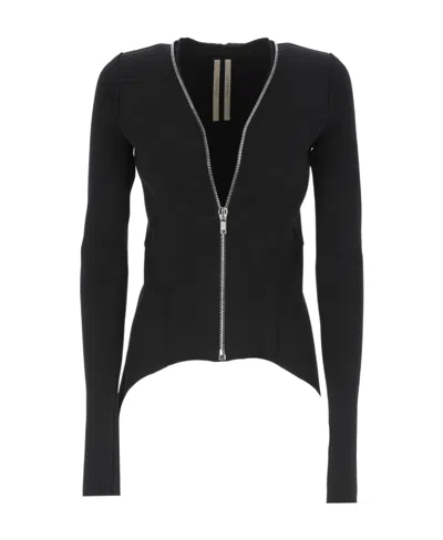 Rick Owens Handkerchief-hem Zip-up Jacket In Black