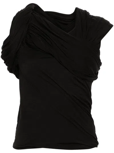 Rick Owens Harness T Draped Top In Black